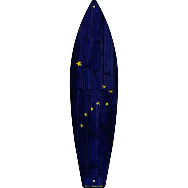 Alaska State Flag Novelty Metal Surfboard Sign 17" x 4.5" (SB)