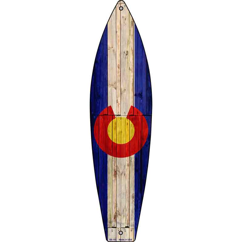 Colorado State Flag Novelty Metal Surfboard Sign 17" x 4.5" (SB)