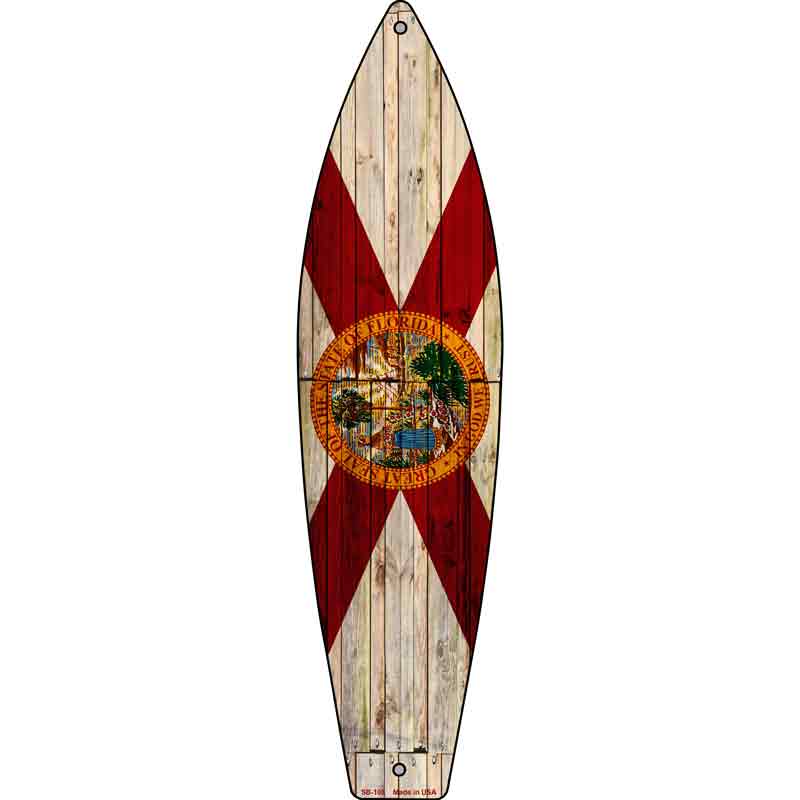 Florida State Flag Novelty Metal Surfboard Sign 17" x 4.5" (SB)