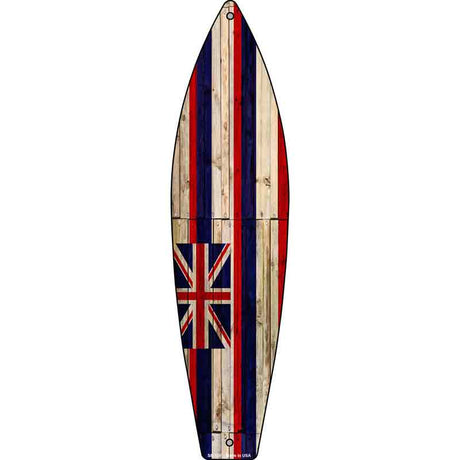 Hawaii State Flag Novelty Metal Surfboard Sign 17" x 4.5" (SB)