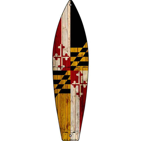 Maryland State Flag Novelty Metal Surfboard Sign 17" x 4.5" (SB)