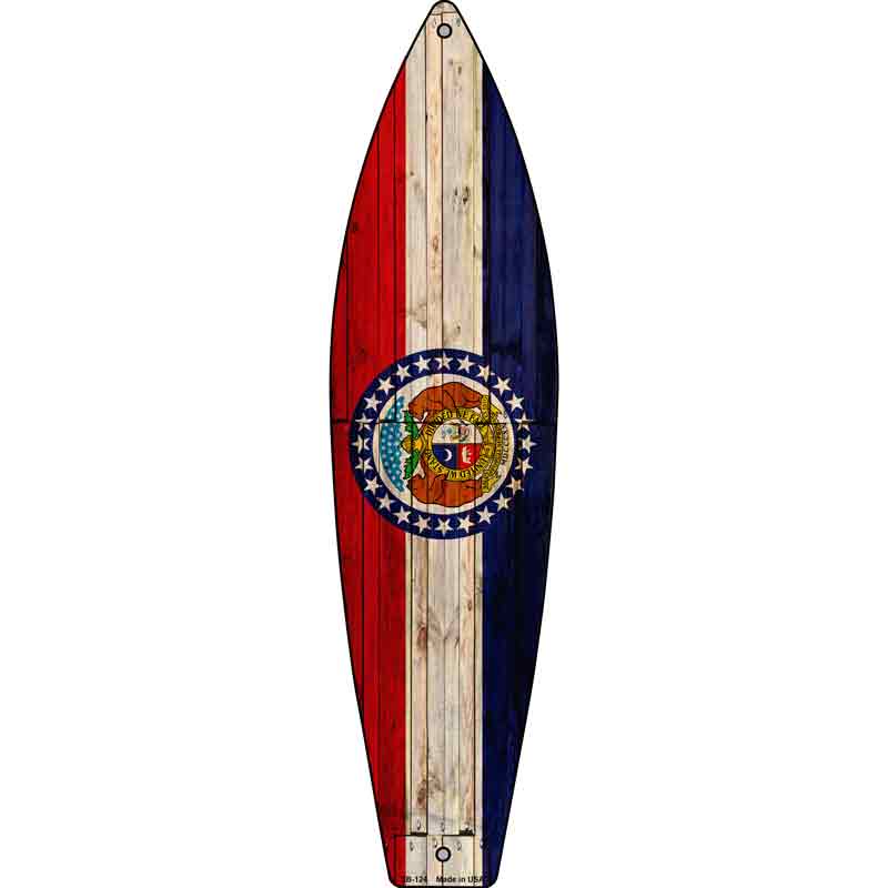 Missouri State Flag Novelty Metal Surfboard Sign 17" x 4.5" (SB)