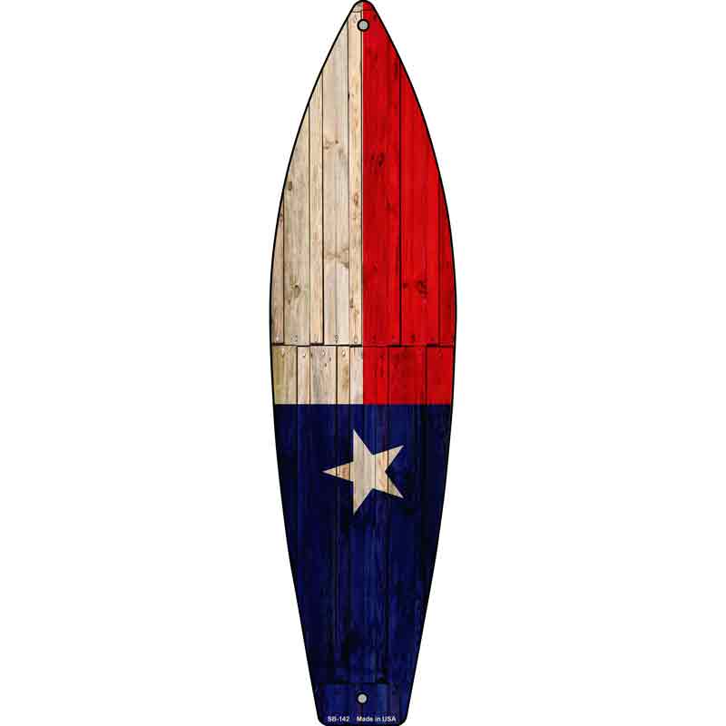 Texas State Flag Novelty Metal Surfboard Sign 17" x 4.5" (SB)