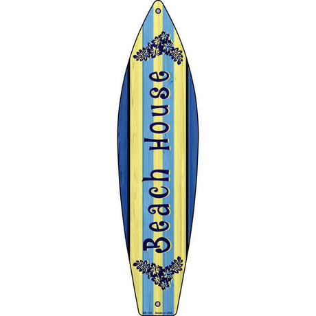 Beach House Novelty Metal Surfboard Sign 17" x 4.5" (SB)