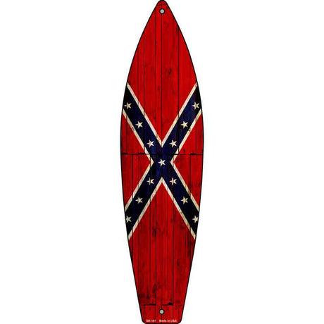 Confederate Flag Novelty Metal Surfboard Sign 17" x 4.5" (SB)