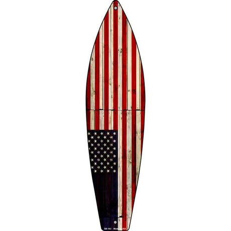 American Flag Novelty Metal Surfboard Sign 17" x 4.5" (SB)