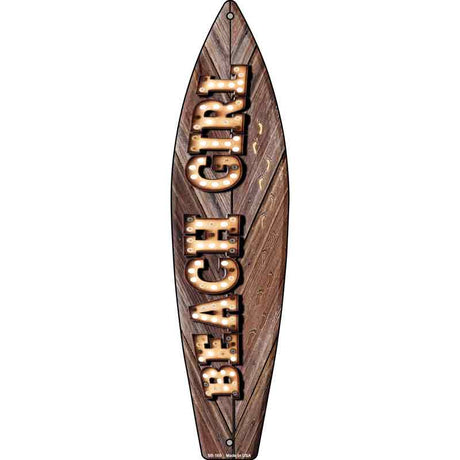 Beach Girl Bulb Lettering Novelty Metal Surfboard Sign 17" x 4.5" (SB)