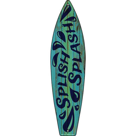 Green Splish Splash Novelty Metal Surfboard Sign 17" x 4.5" (SB)