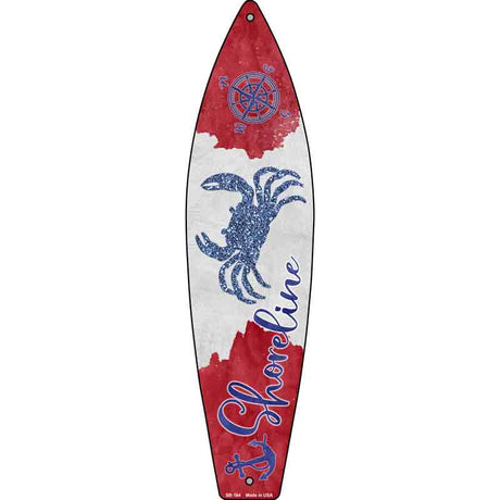 Crab Shoreline Novelty Metal Surfboard Sign 17" x 4.5" (SB)