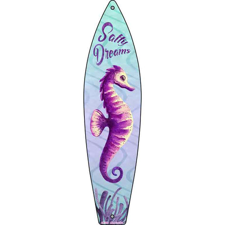 Salty Dreams Seahorse Novelty Metal Surfboard Sign 17" x 4.5" (SB)