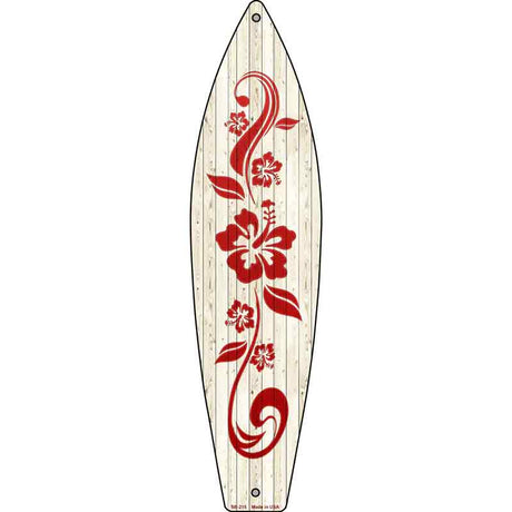 Hibiscus Flower Design Novelty Metal Surfboard Sign 17" x 4.5" (SB)