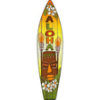 Aloha With Tiki Novelty Metal Surfboard Sign 17" x 4.5" (SB)