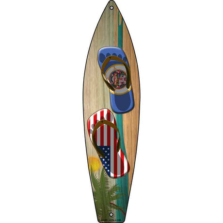 Minnesota Flag and US Flag Flip Flop Novelty Metal Surfboard Sign 17" x 4.5" (SB)