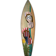 Route 66 Flag and US Flag Flip Flop Novelty Metal Surfboard Sign 17" x 4.5" (SB)