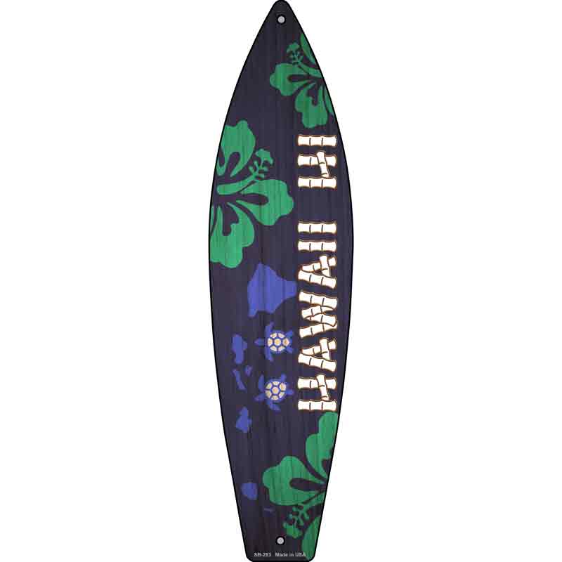 Hawaii Novelty Metal Surfboard Sign 17" x 4.5" (SB)