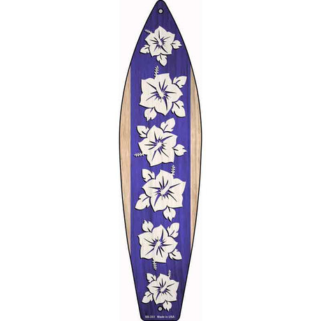 Purple And White Flowers Novelty Metal Surfboard Sign 17" x 4.5" (SB)