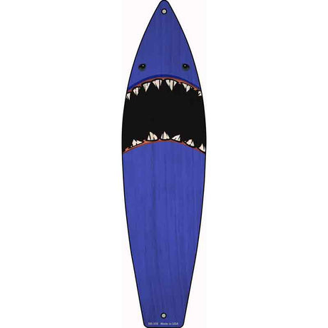 Blue Shark Novelty Metal Surfboard Sign 17" x 4.5" (SB)