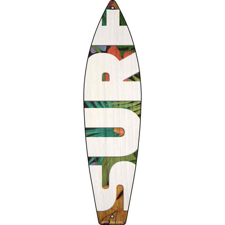 White Surf Novelty Metal Surfboard Sign 17" x 4.5" (SB)