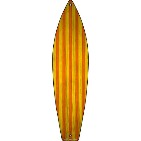 Orange And Yellow Striped Novelty Metal Surfboard Sign 17" x 4.5" (SB)