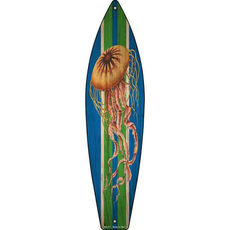 Jellyfish Blue Novelty Metal Surfboard Sign 17" x 4.5" (SB)