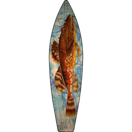 Orange Fish Novelty Metal Surfboard Sign 17" x 4.5" (SB)