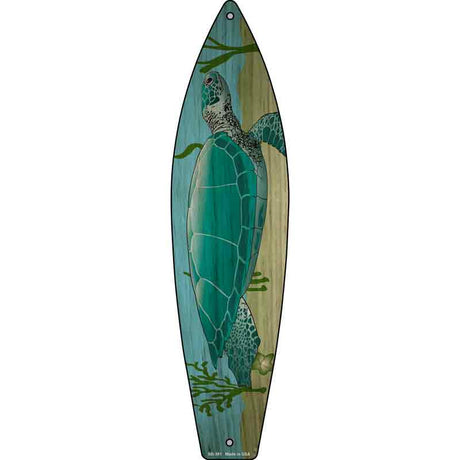 Sea Turtle Novelty Metal Surfboard Sign 17" x 4.5" (SB)