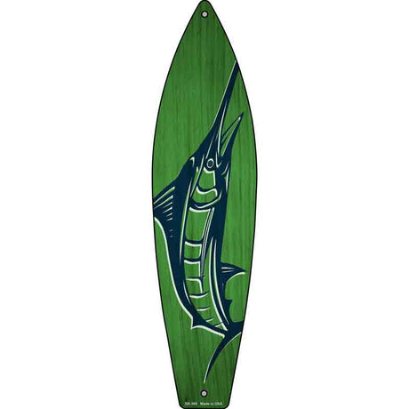 Marlin Novelty Metal Surfboard Sign 17" x 4.5" (SB)