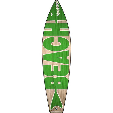 Green Beach Novelty Metal Surfboard Sign 17" x 4.5" (SB)