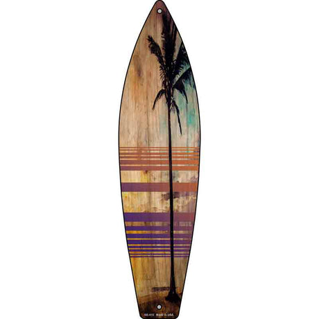 Tall Palm Tree Novelty Metal Surfboard Sign 17" x 4.5" (SB)