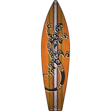 Tribal Print Lizard Novelty Metal Surfboard Sign 17" x 4.5" (SB)