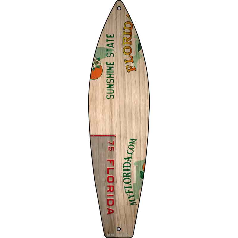 Florida License Plate Design Novelty Metal Surfboard Sign 17" x 4.5" (SB)