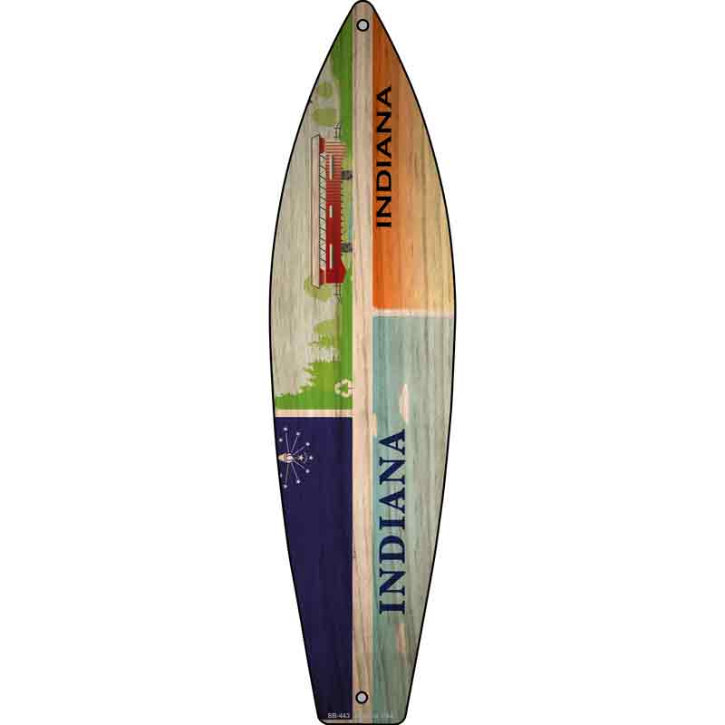 Indiana License Plate Design Novelty Metal Surfboard Sign 17" x 4.5" (SB)