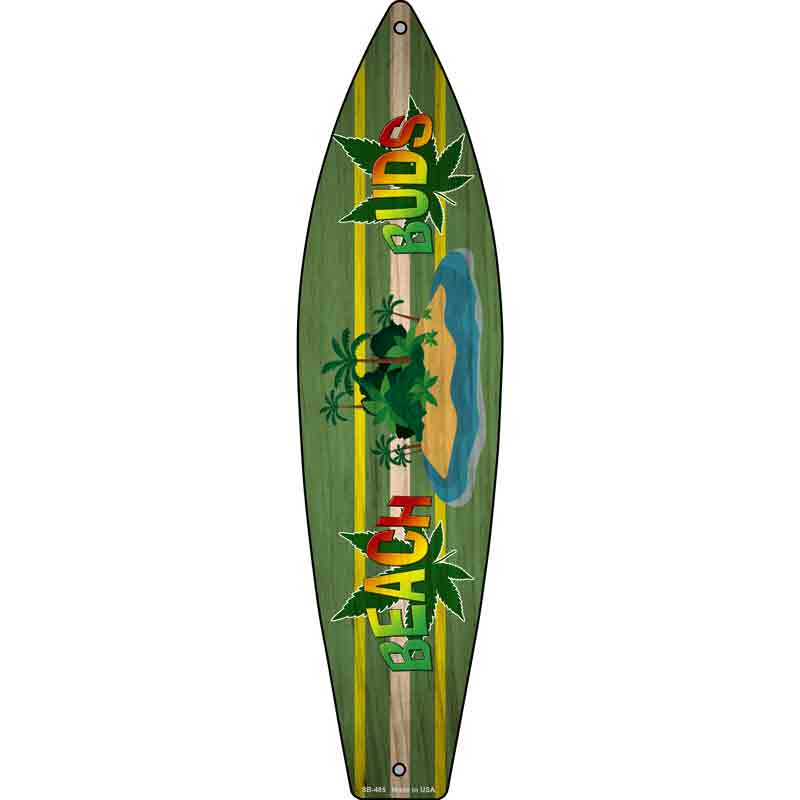 Beach Buds Novelty Metal Surfboard Sign 17" x 4.5" (SB)