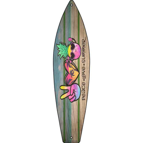 Peace Love Summer Palms Novelty Metal Surfboard Sign 17" x 4.5" (SB)