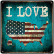 I Love USA Novelty Metal Square Sign 12" (SQ)