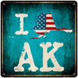 I Love Alaska Novelty Metal Square Sign 12" (SQ)