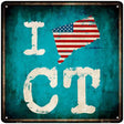 I Love Connecticut Novelty Metal Square Sign 12" (SQ)