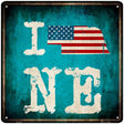 I Love Nebraska Novelty Metal Square Sign 12" (SQ)