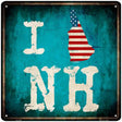 I Love New Hampshire Novelty Metal Square Sign 12" (SQ)