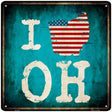 I Love Ohio Novelty Metal Square Sign 12" (SQ)