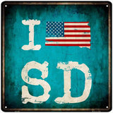 I Love South Dakota Novelty Metal Square Sign 12" (SQ)