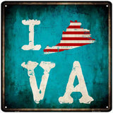 I Love Virginia Novelty Metal Square Sign 12" (SQ)