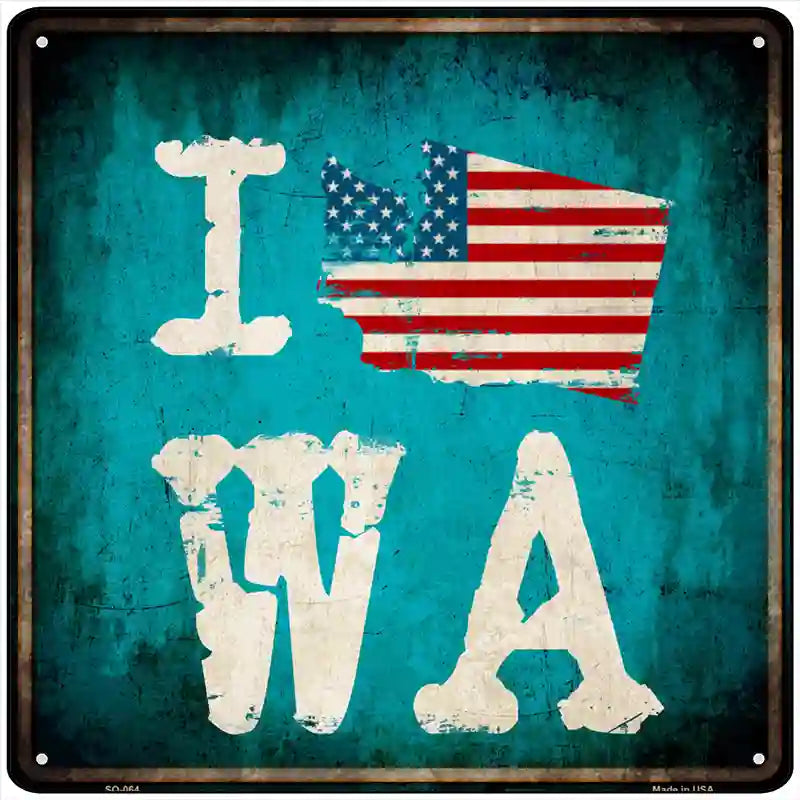 I Love Washington Novelty Metal Square Sign 12" (SQ)