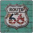 Route 66 Vintage On Wood Novelty Metal Square Sign 12" (SQ)