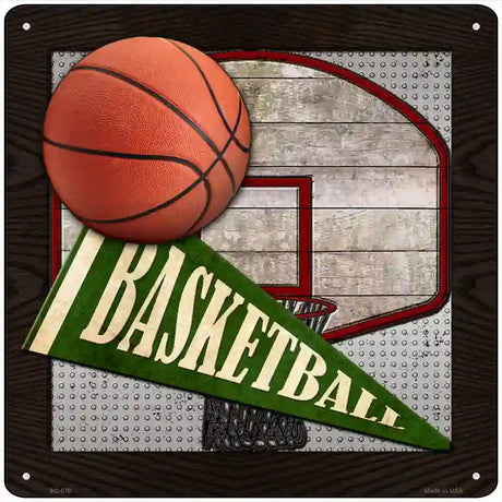 Basketball Novelty Metal Square Sign 12" (SQ)