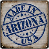 Arizona Stamp On Wood Novelty Metal Square Sign 12" (SQ)