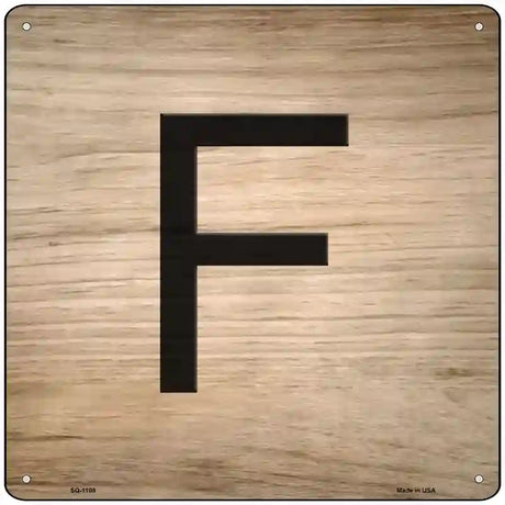 F Letter Tile Novelty Metal Square Sign 12" (SQ)