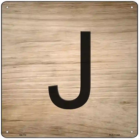 J Letter Tile Novelty Metal Square Sign 12" (SQ)