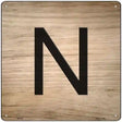 N Letter Tile Novelty Metal Square Sign 12" (SQ)