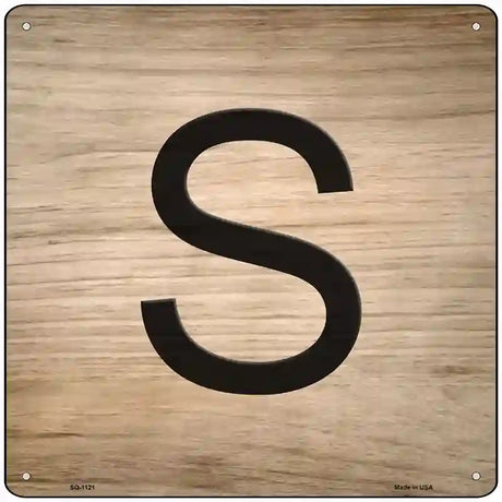 S Letter Tile Novelty Metal Square Sign 12" (SQ)